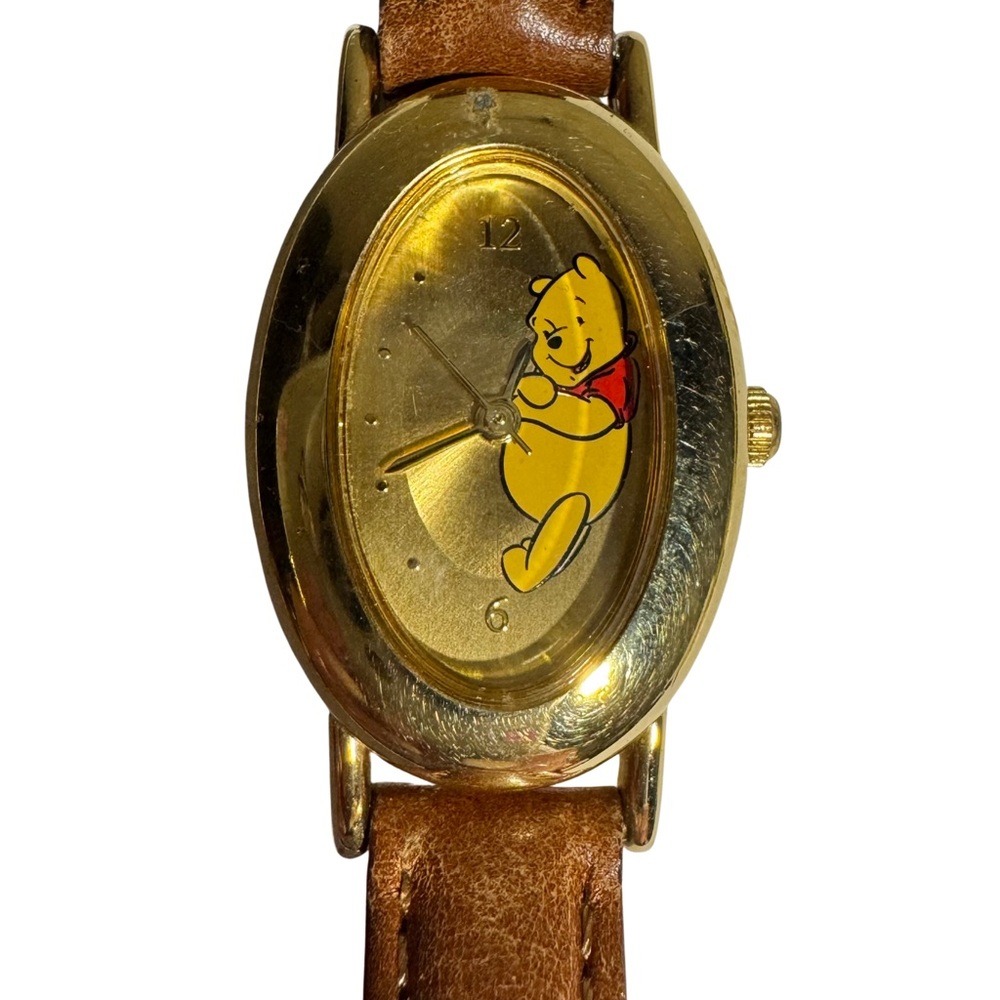 Disney Winnie‎ The Pooh Vintage Watch Leather Band Oval Collector Nostalgia Cute